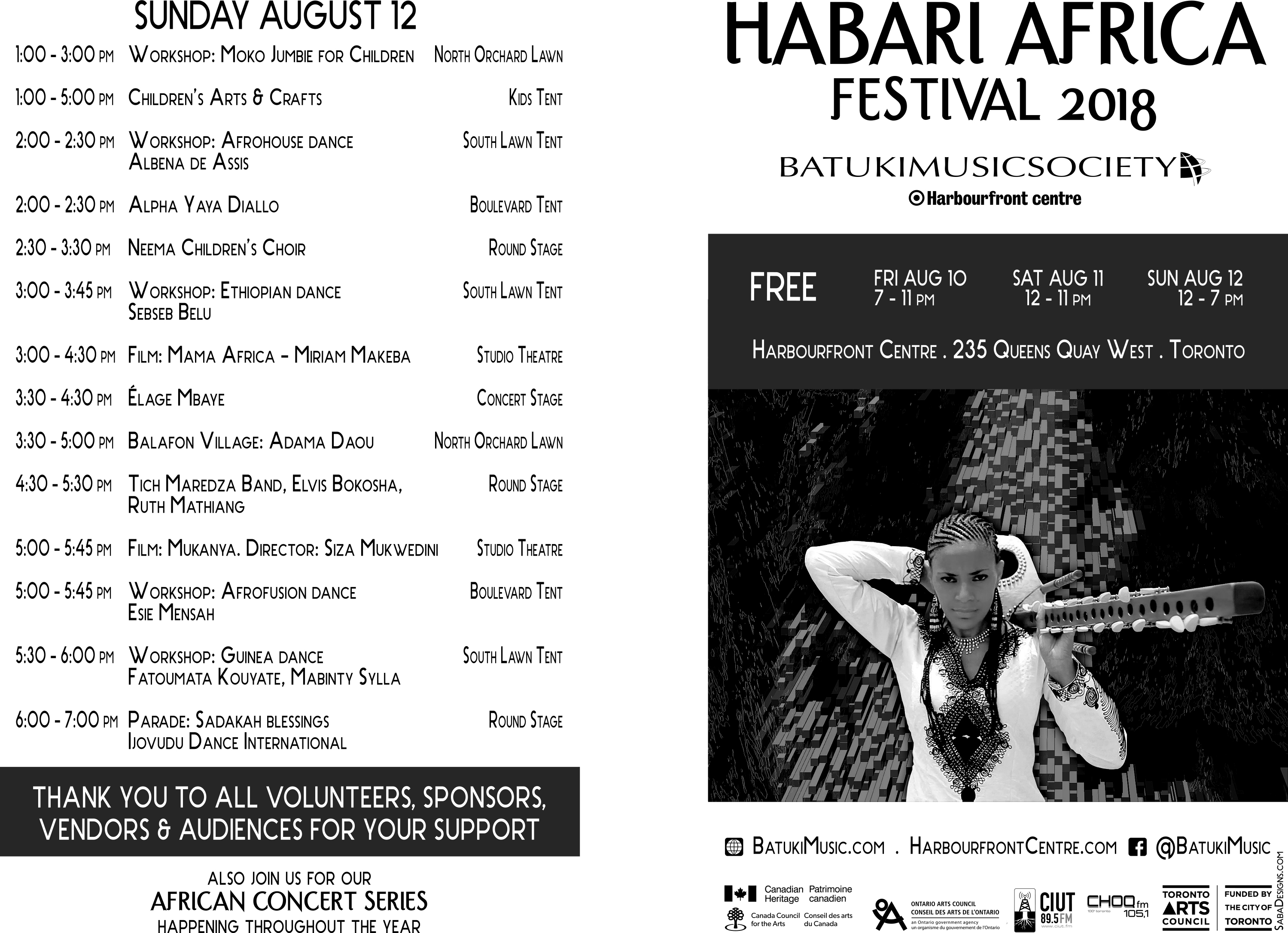 Full Schedule 2018 Habari Africa Festival @ Harbourfront