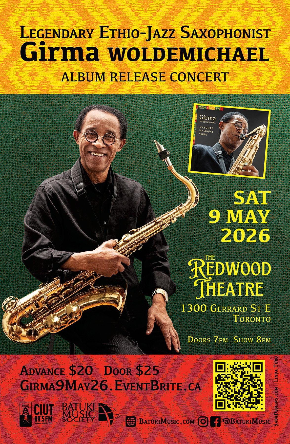 batuki music society toronto ontario canada africa african art culture artists nadine mcnulty otimoi oyemu habari concert redwood theatre girma woldemichael saxophonist